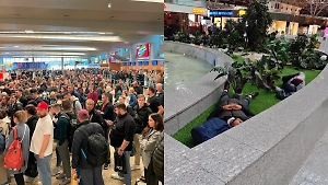 Лёжа в клумбах и на ледяном полу: Life.ru показывает обстановку в московских аэропортах