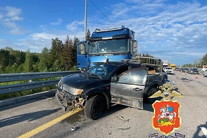 В Подмосковье на трассе М-12 столкнулись фура и четыре автомобиля 