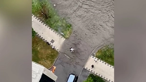 Улицы и авто в районе московского ЖК «Солнцево парк» ушли под воду из-за ливня