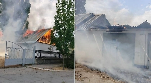 В Новой Каховке из-за атаки ВСУ загорелись школа и микроавтобус