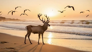 «Это была борьба»: Заплывший в океан олень чуть не стал жертвой акул