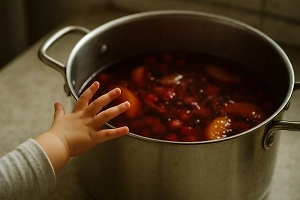 Маленькая россиянка получила страшные ожоги, сев в кастрюлю с горячим компотом