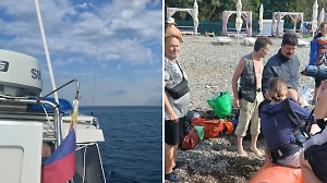 Катер вывез туристов из огненной ловушки в Геленджике — видео спасения