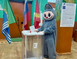 Житель Челябинской области проголосовал на ЕДГ в костюме Лабубу