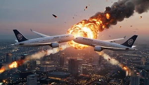 Смертельная авиакатастрофа: Два пассажирских самолёта столкнулись в небе США и сгорели