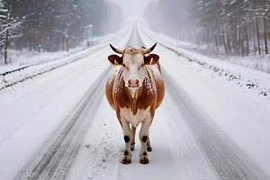 Автобус с людьми улетел в кювет в Забайкалье из-за коровы