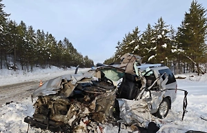 На трассе под Иркутском отца и 15-летнего сына насмерть придавило лесовозом