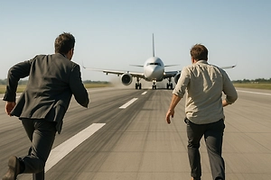 В ФРГ опоздавшие пассажиры побежали за самолётом по ВПП, подавая знаки пилоту