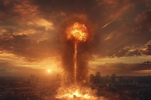 Момент мощного взрыва на военном объекте в Киеве попал на видео