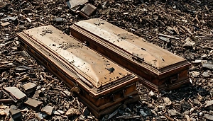 В Барнауле водитель грузовика нашёл на свалке два раскрытых гроба и цветы