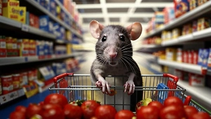 Упитанная крыса полакомилась котлетами на глазах у посетителей российского супермаркета