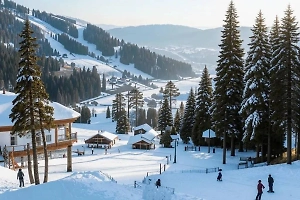 На карачаево-черкесском курорте Домбай выпал чёрный снег