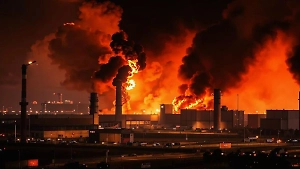 В Одессе загорелся резервуар с горючим после серии взрывов