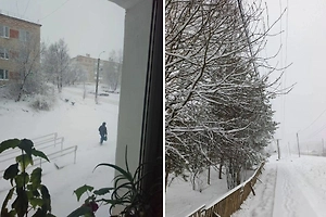 В Пермском крае дождь сменился сильным снегом, покров вырос уже до 15 см