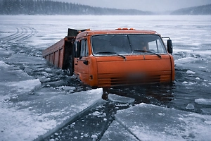 Трое граждан Китая пропали в Амурской области после провала КамАЗа под лёд
