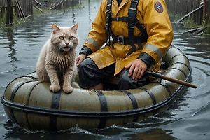 Пожарные Ингушетии спасли тонущего кота во время разгула стихии на Кавказе