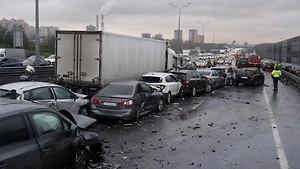 Причиной массового ДТП с 14 авто на МКАД стал отказ тормозов у грузовика