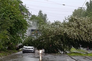 Екатеринбург ушёл под воду, шторм ломает деревья и останавливает транспорт