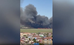 Пожар в Анапских плавнях угрожает жилым домам вблизи Алексеевки