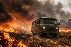 Боец Чир из Якутии прорвался на «буханке» через горящее поле и спас сослуживцев