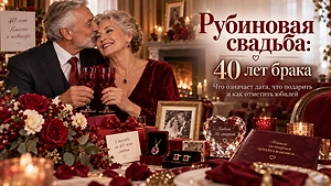 Рубиновая свадьба: 40 лет брака — что подарить родителям и супругам
