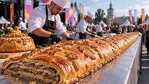 Пятиметровую кулебяку испекли на фестивале молодёжи в Екатеринбурге
