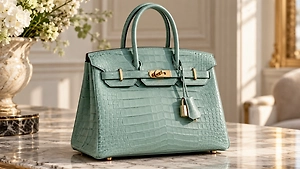 Цвет морской волны и кожа аллигатора: Редкую Birkin продают за £50 тысяч
