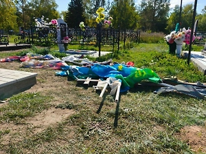 Сорвали флаги и повредили захоронения: На Алтае вандалы разгромили могилы бойцов СВО