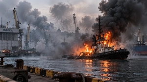 Российские войска поразили буксир, сопровождавший суда в порту Одессы