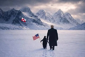 Белый дом высмеяли за картинку с Трампом и пингвином в Гренландии
