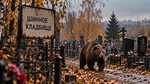 Медведь вышел к людям на Шинном кладбище Красноярска