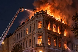 Огонь пожирает исторический особняк Миллера в центре Петербурга — видео