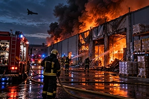 В Киевской области после атаки БПЛА загорелись склады предприятия