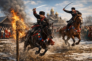 Забудьте про блины и хороводы: вот как донские казаки гуляли Масленицу с саблями, конями и порохом
