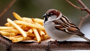 Воробьи пристрастились к картошке фри и рискуют нахохлиться от ожирения