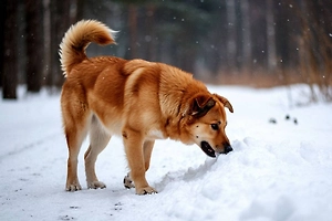 Собачникам объяснили, что делать, если питомец съел снег с солью и реагентами