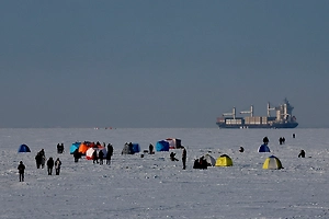 Улов дня: Петербургские спасатели «выудили» со льда Финского залива сразу 230 рыбаков
