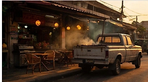 Мужчина протаранил кафе на пикапе во время ужина бывшей с друзьями