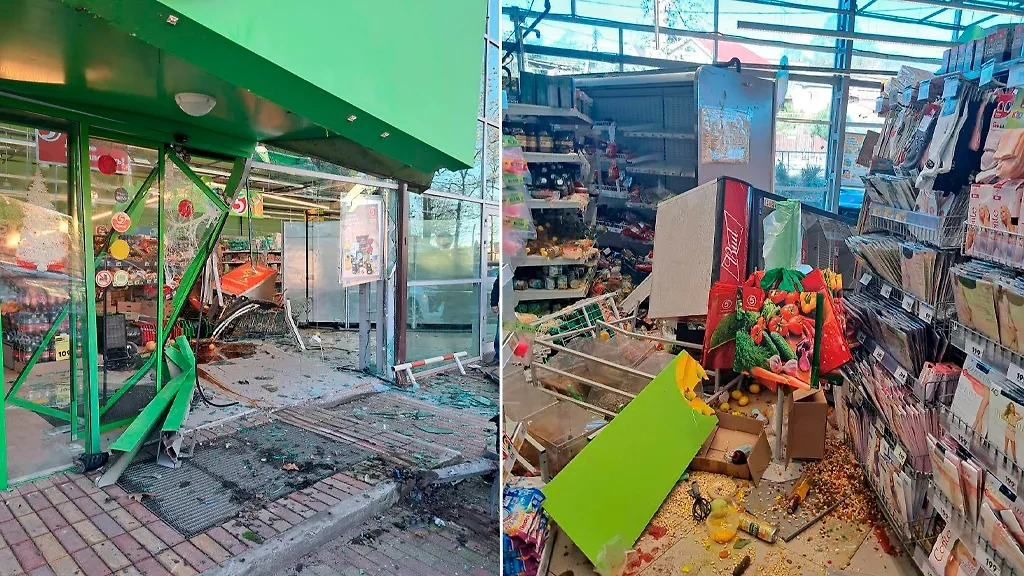 Последствия тарана супермаркета в Сочи. Фото © Telegram / ЧП Сочи qrxiquiuqiqqeatf