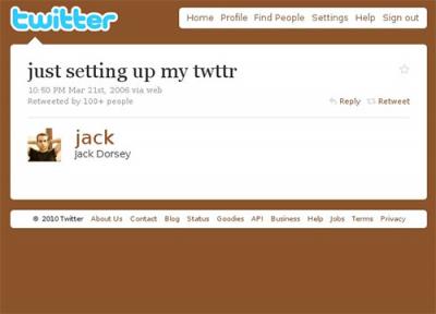 Первое сообщение в системе Twitter от одного из создателей - Джека Дорси