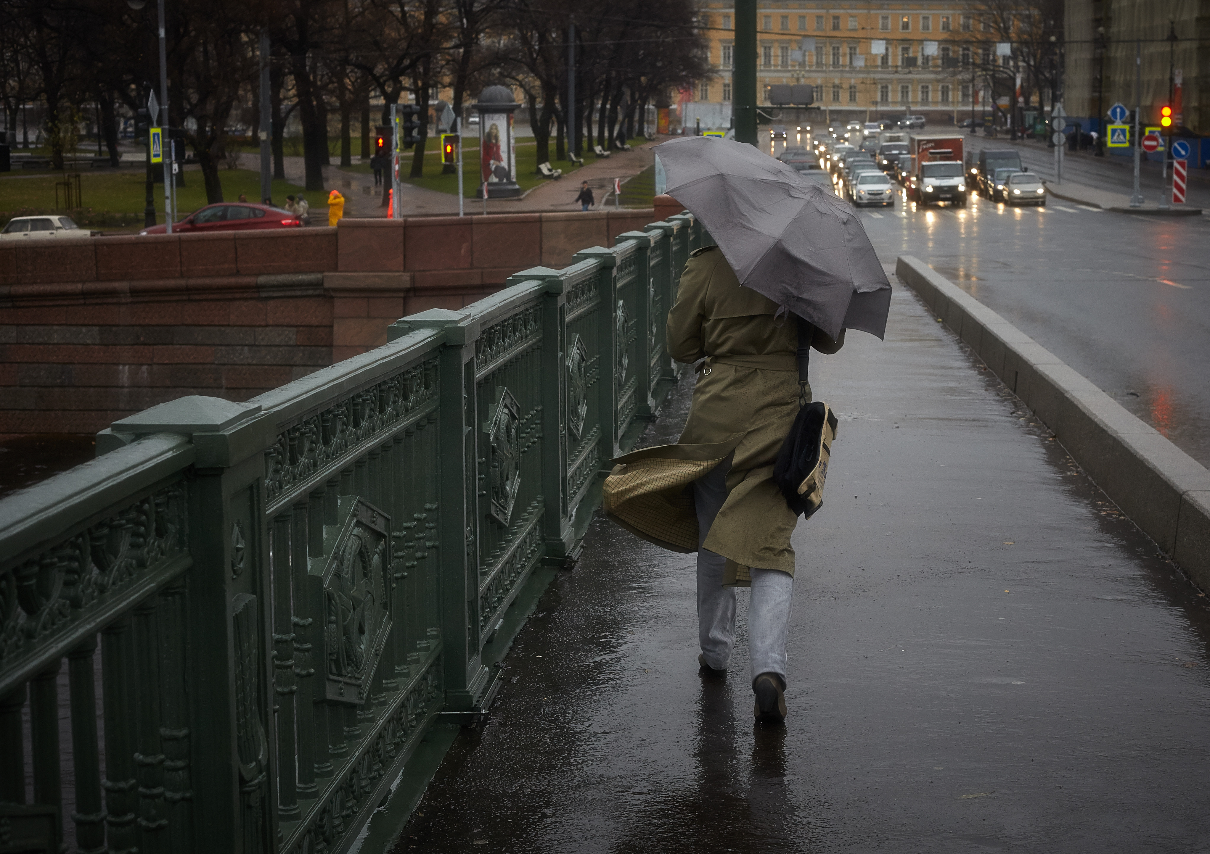 В саду гуляет ветер. Дождь в Петербурге. Штормовое предупреждение в СПБ. Ветер в Питере. Плохая погода.
