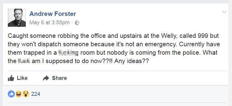 Просьбу о помощи Эндрю Форстер опубликовал на своей странице в "Фейсбуке". Фото: скриншот Facebook
