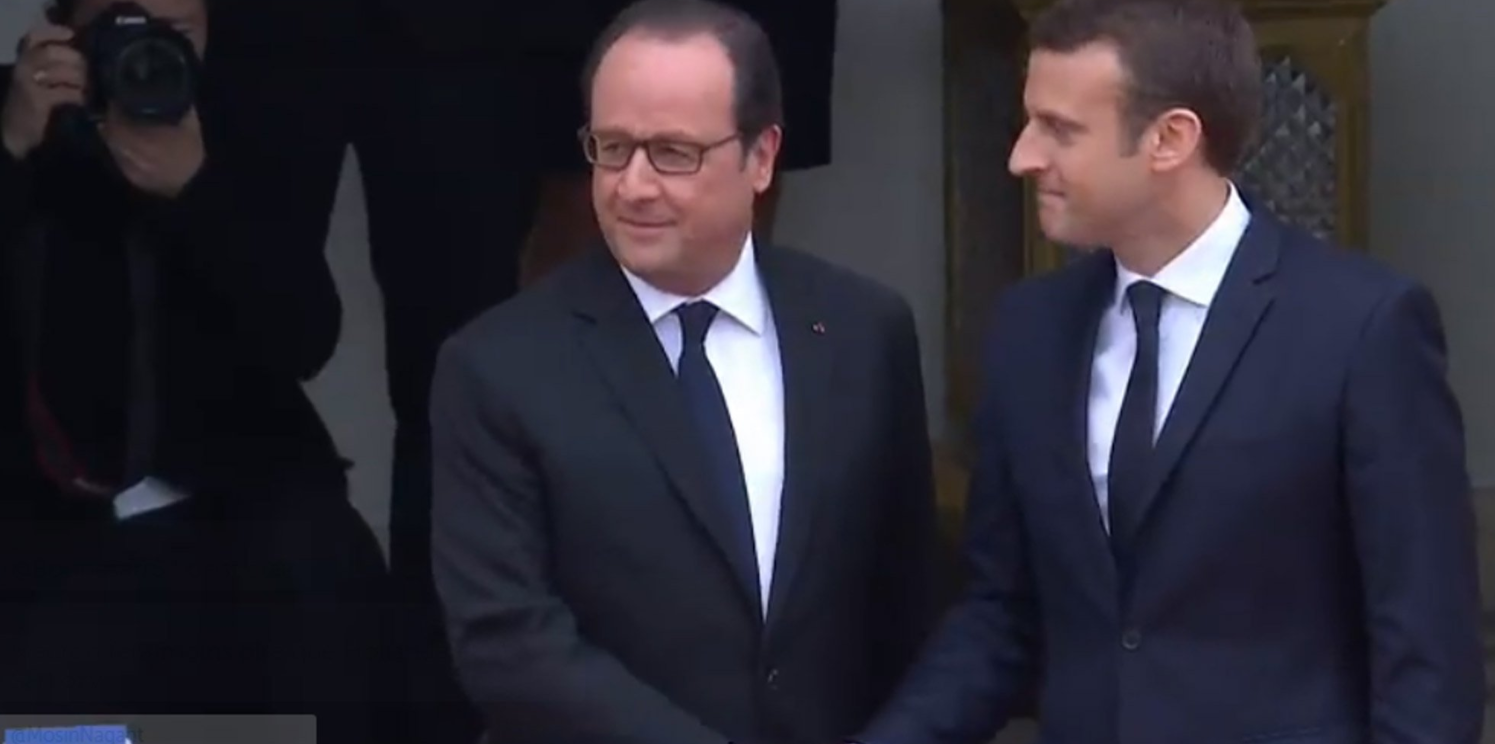 Франсуа Олланд и Эммануэль Макрон. Фото: Twitter