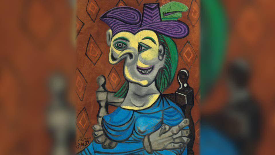 Картина Пабло Пикассо&nbsp;"Сидящая женщина в голубом платье" . Фото: twitter/TendenciasdelArte&rlm;