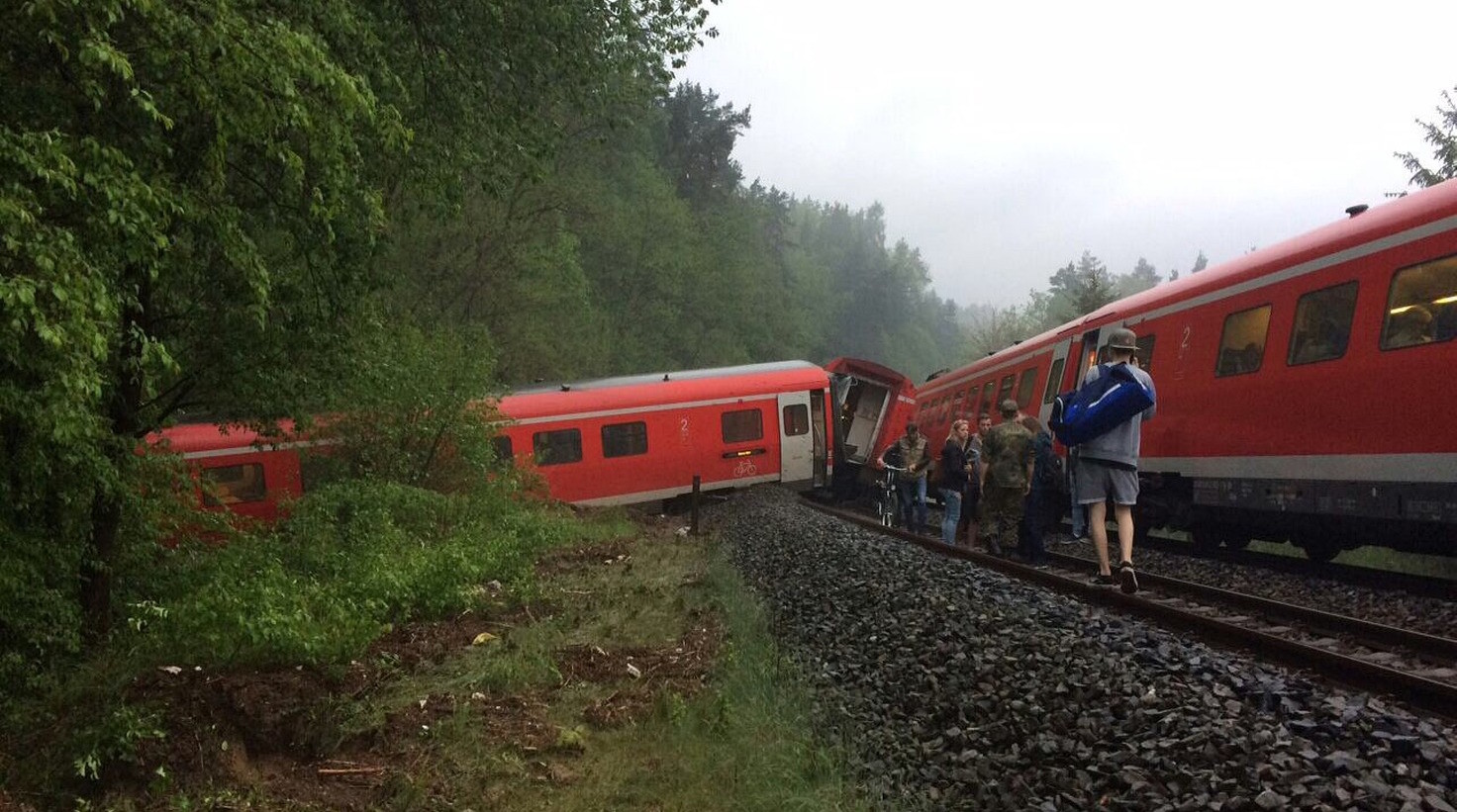 Поезд сошёл с рельсов на востоке Германии. Фото: &copy;&nbsp;FFW Jena-Zw&auml;tzen