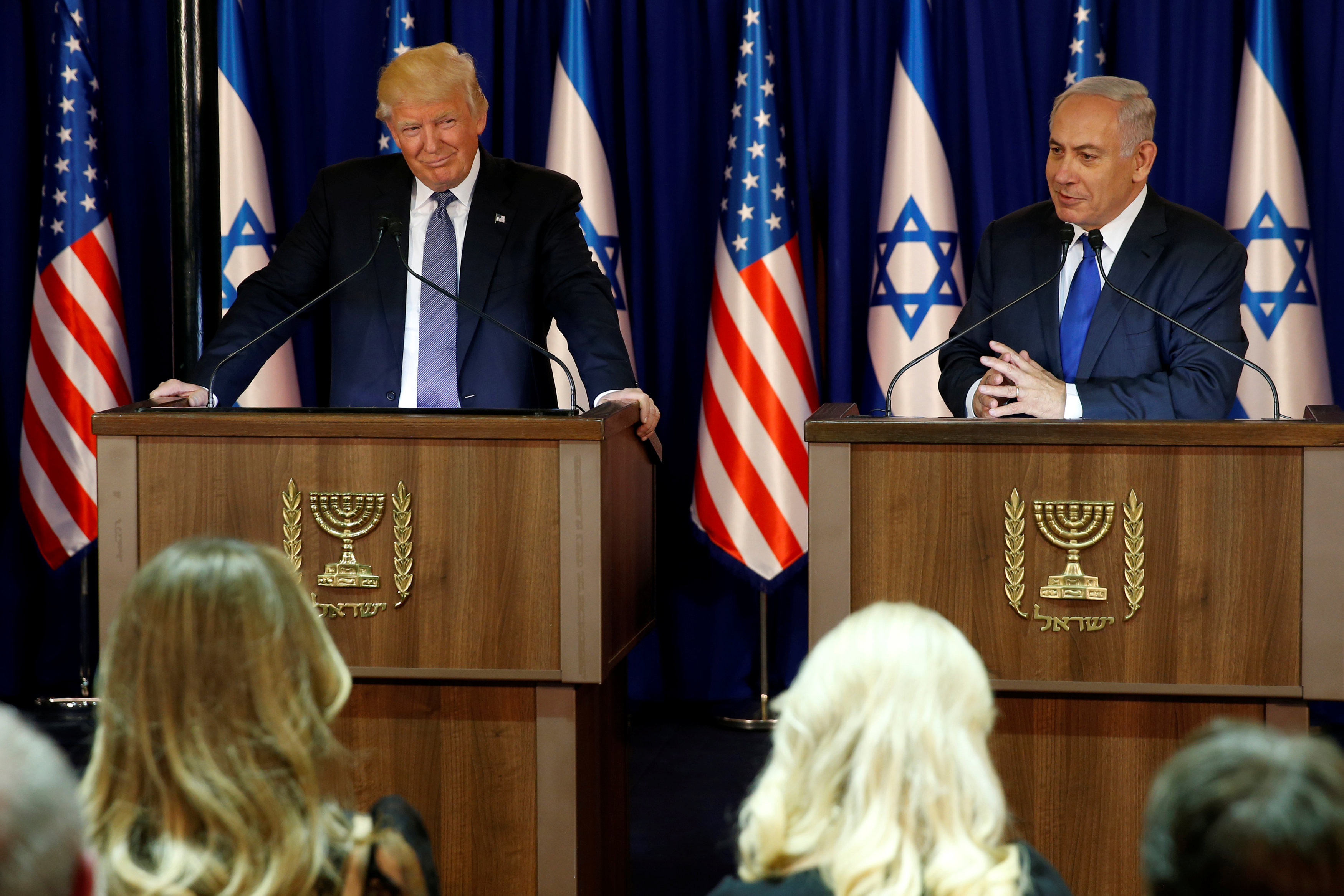 Президент США Дональд Трамп и премьер-минист Израиля Биньямин Нетаньяху на пресс-конференции по итогам совместных переговоров. Фото: &copy;REUTERS/JONATHAN ERNST