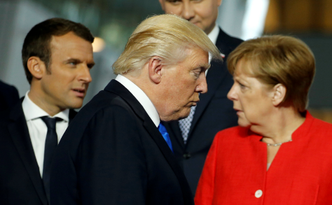 Франсуа Макрон, Дональд Трамп и Ангела Меркель. Фото: &copy; REUTERS/Jonathan Ernst