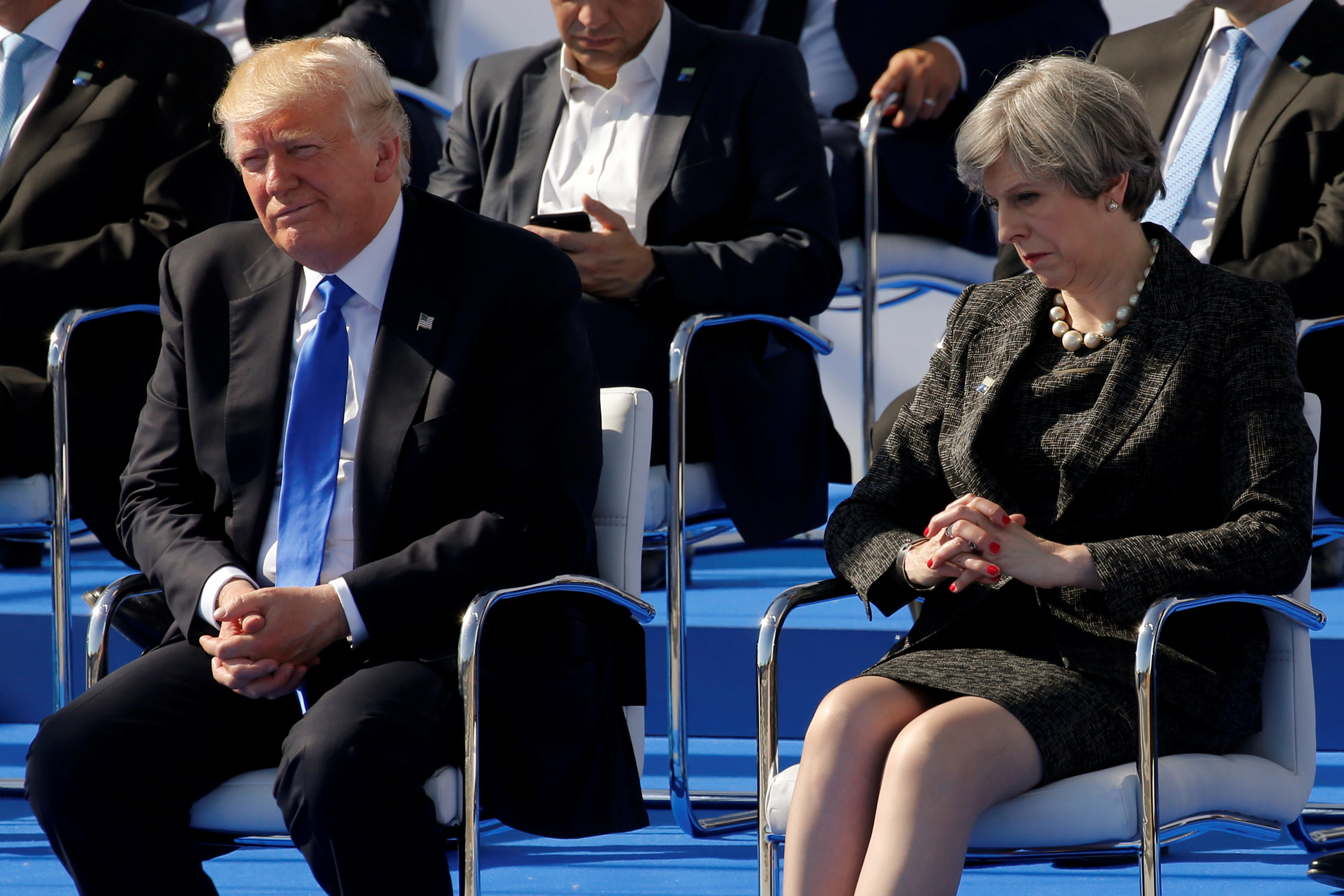 Дональд Трамп и Тереза Мэй на саммите НАТО в Брюсселе. Фото: © REUTERS//Jonathan Ernst