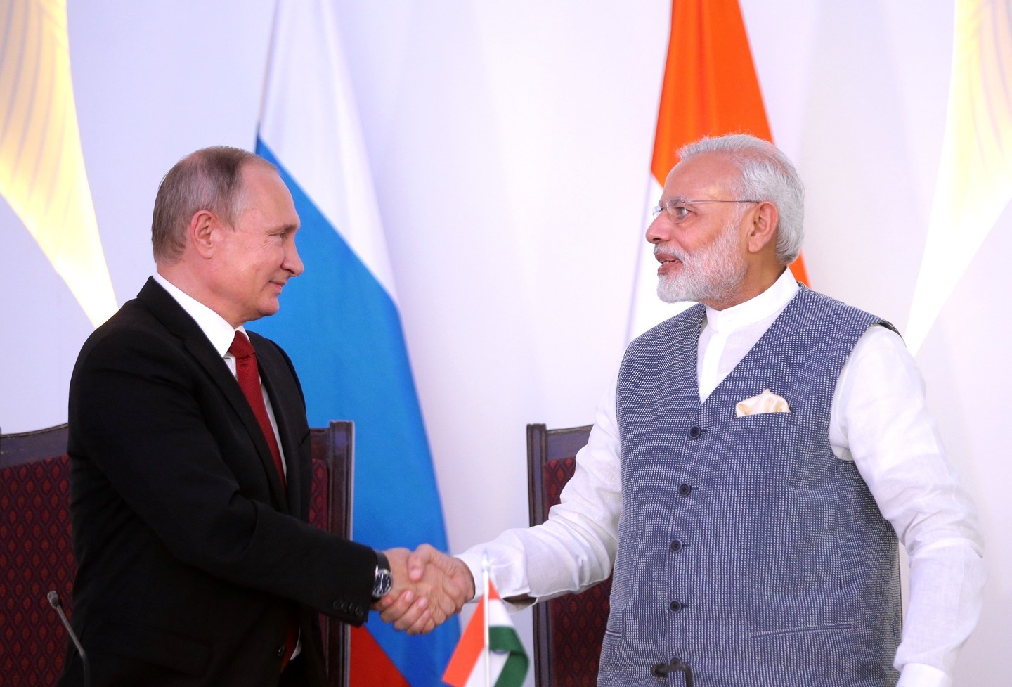 Президент РФ Владимир Путин и премьер-министр Индии Нарендра Моди. Фото:&copy; РИА Новости/ Михаил Метцель
