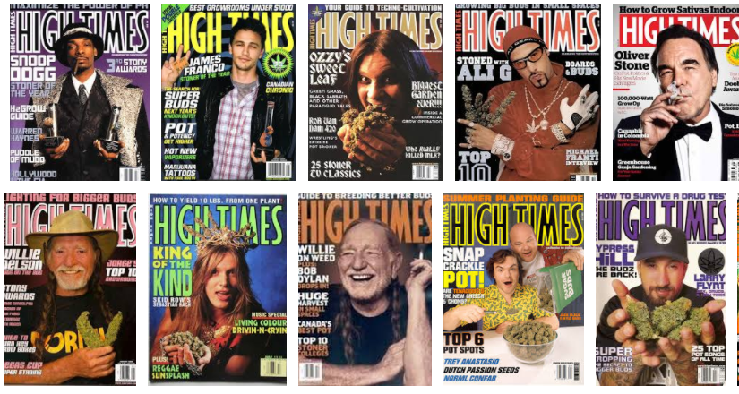Обложки журнала Нigh Times за разные годы.